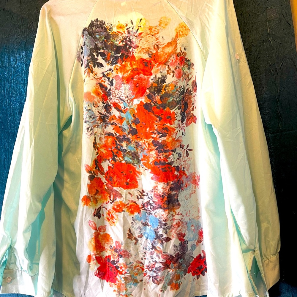 Beautiful pastel green button up blouse
